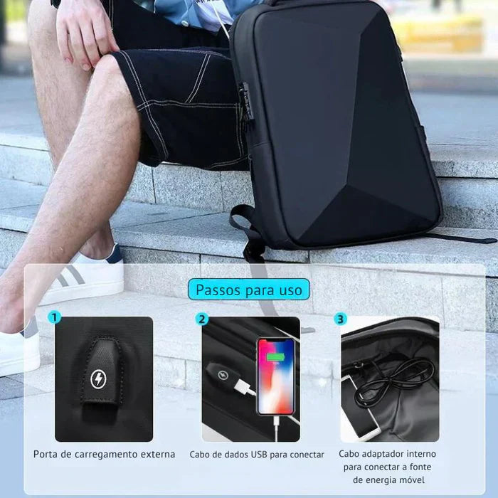 Mochila Executiva - Notebook 14`, Expansível, impermeável e Porta USB Azzara AS151