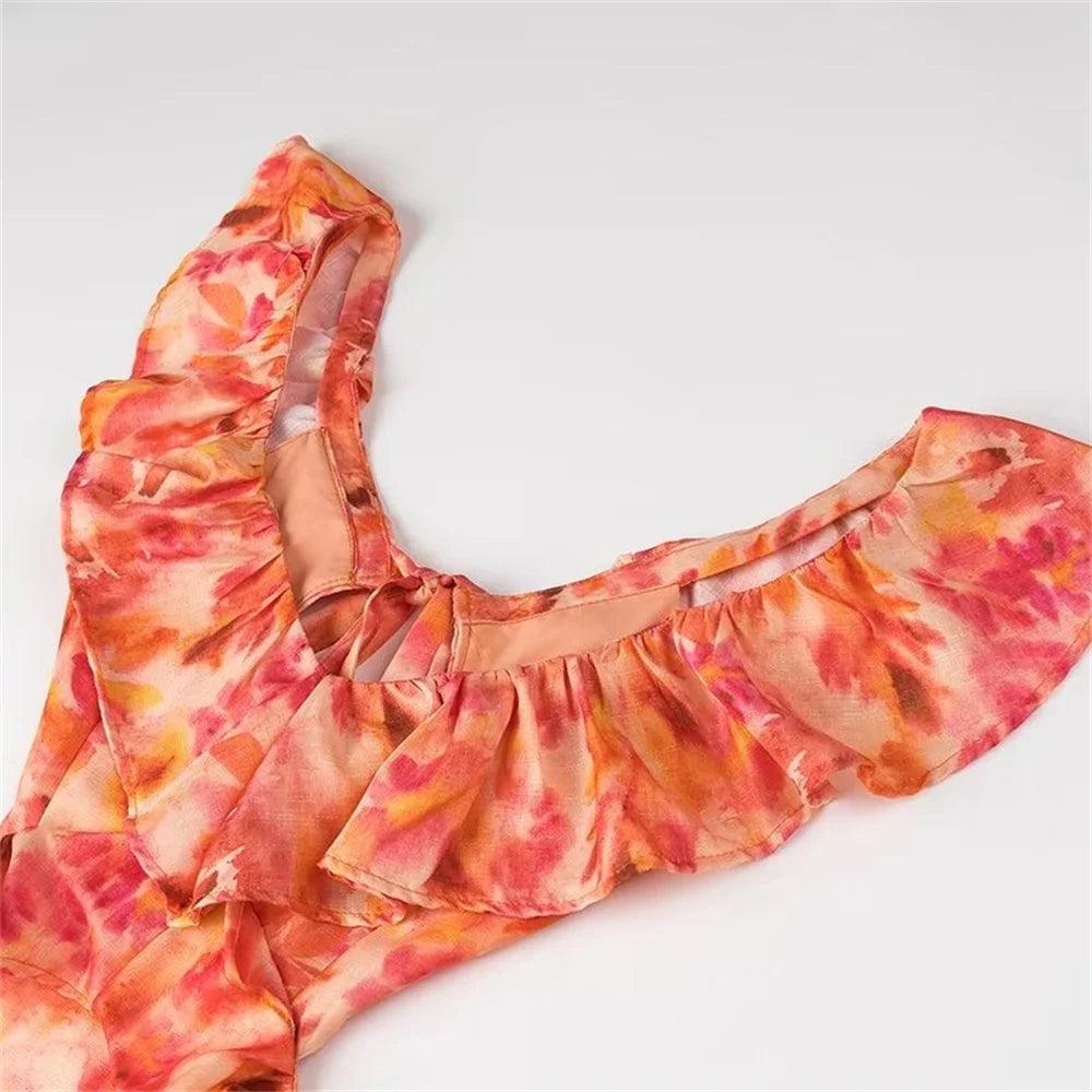 Vestido Midi Feminino de Verão com Camadas