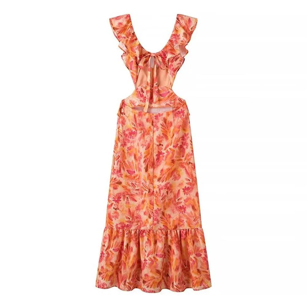 Vestido Midi Feminino de Verão com Camadas
