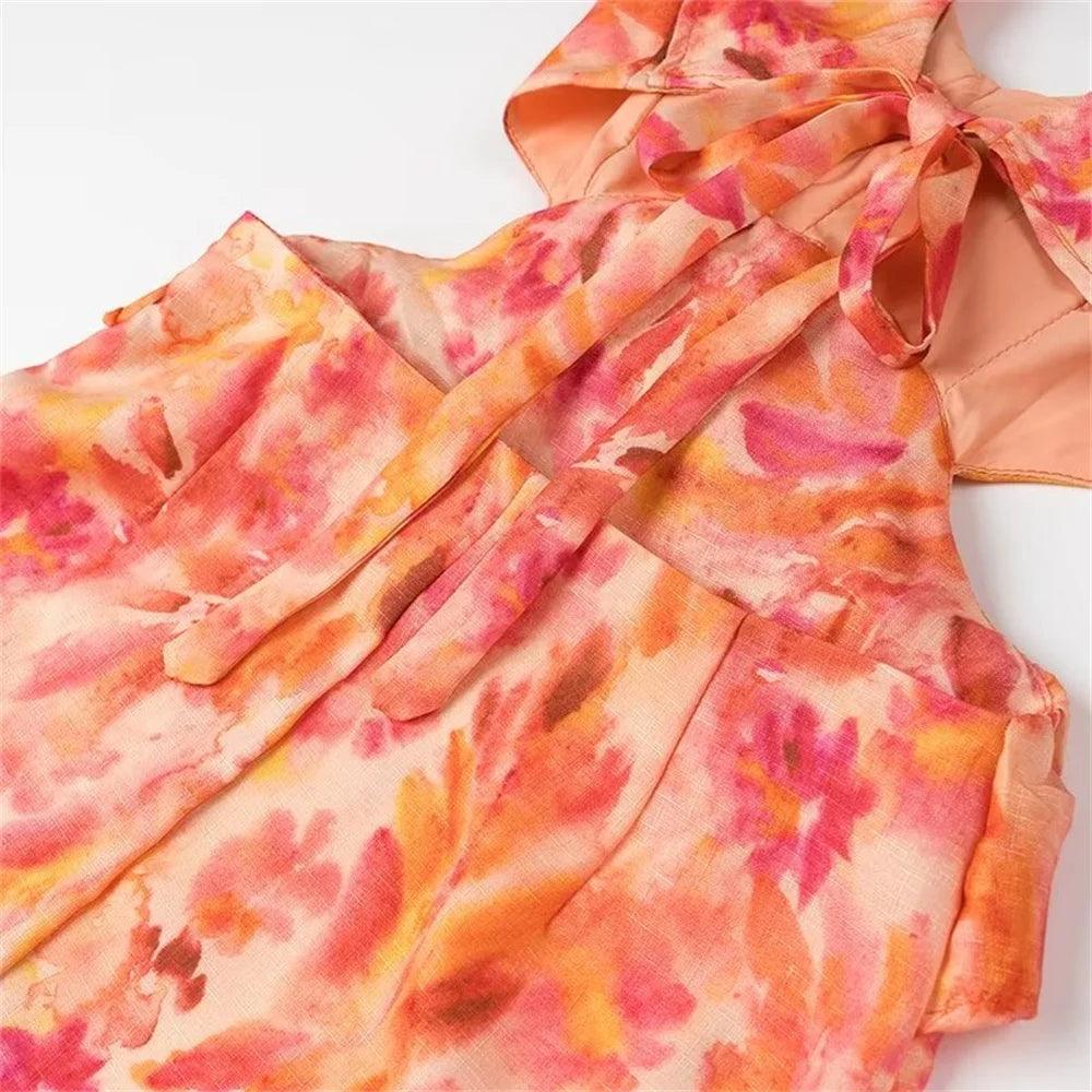 Vestido Midi Feminino de Verão com Camadas