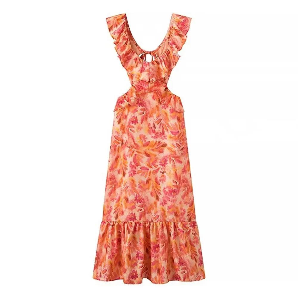 Vestido Midi Feminino de Verão com Camadas