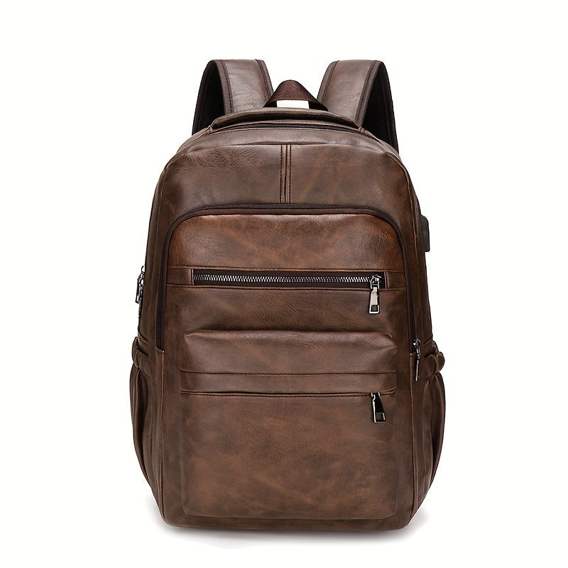Mochila de Couro Masculina Azzara AS382 - Resistente à Água, com USB e Antifurto
