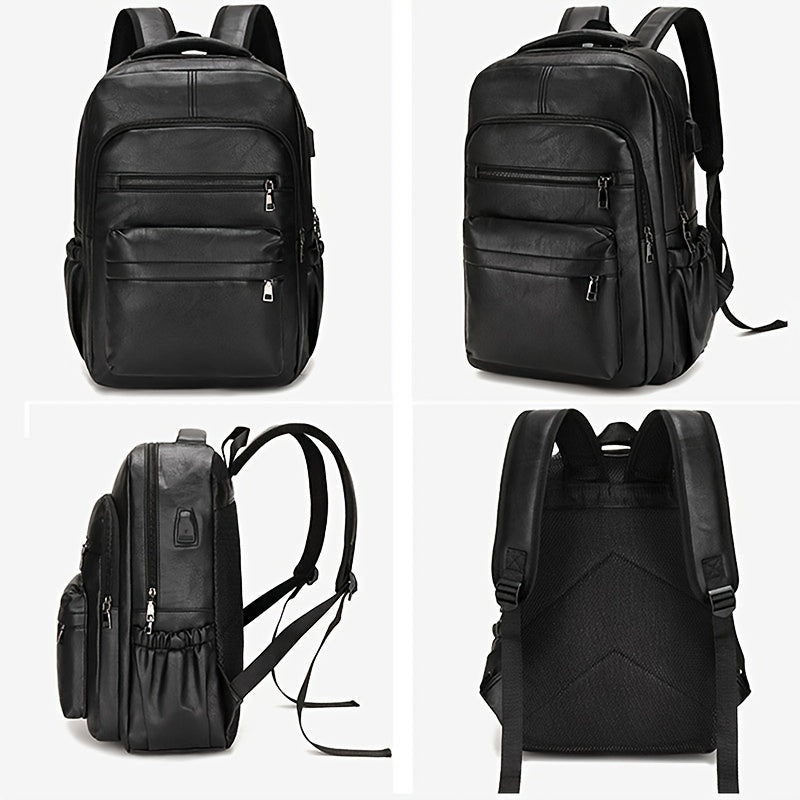 Mochila de Couro Masculina Azzara AS382 - Resistente à Água, com USB e Antifurto