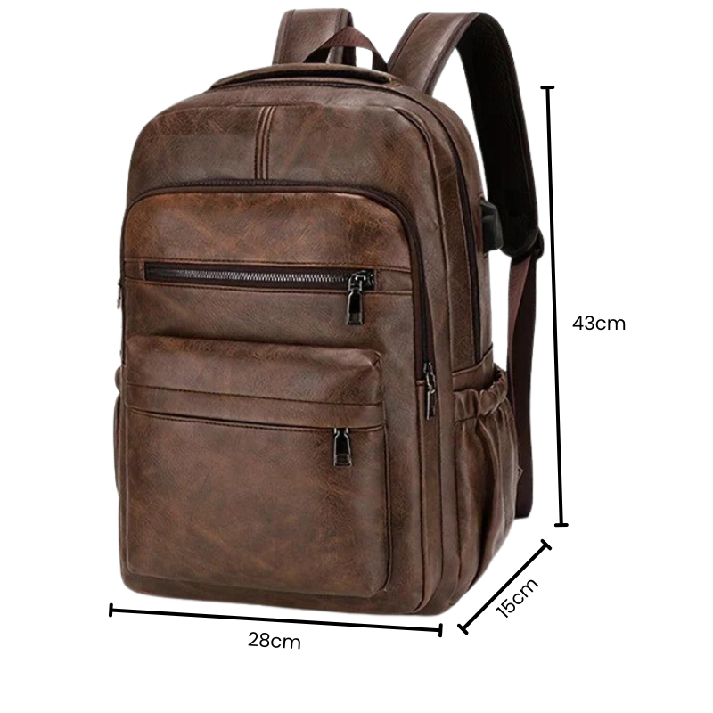 Mochila de Couro Masculina Azzara AS382 - Resistente à Água, com USB e Antifurto
