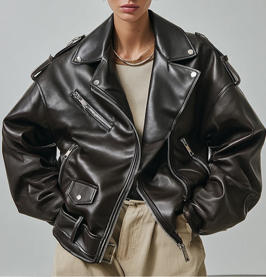 Jaqueta de Couro Biker Feminina Azzara AS421