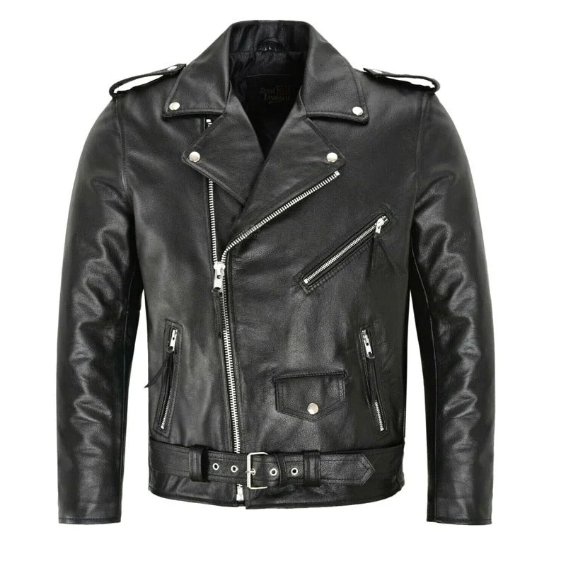 Jaqueta Masculina De Couro Biker Azzara AZ398